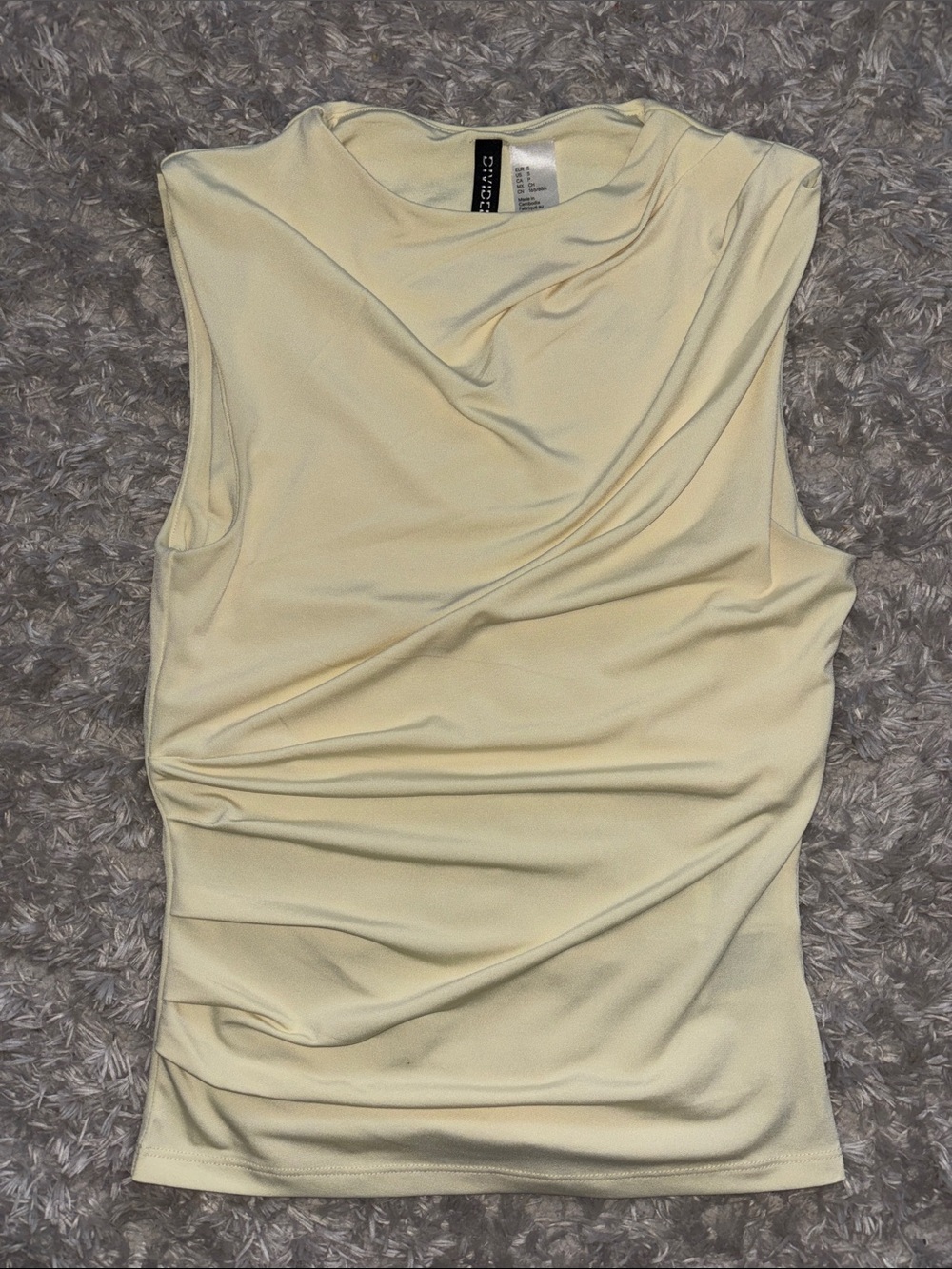H&M Draped Sleeveless Tank Top - Pale Yellow